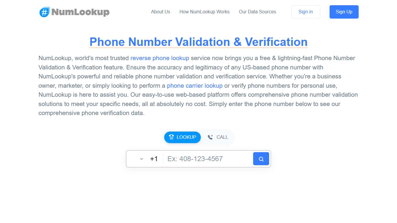 Phone Number Validation & Verification NumLookup
